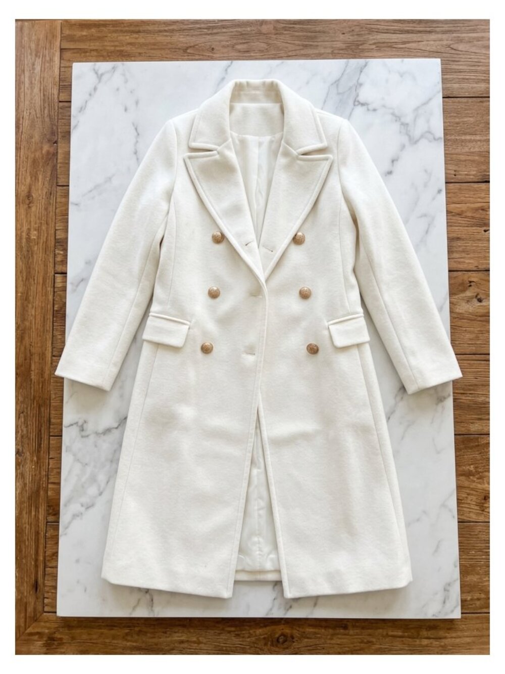 Women's Double Breasted Wool Blend Long Pea Coat Winter